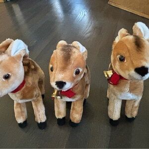 Vintage Applause Reindeer 10" Plush Deer Jingle Bell Holiday Christmas Fawn 1985